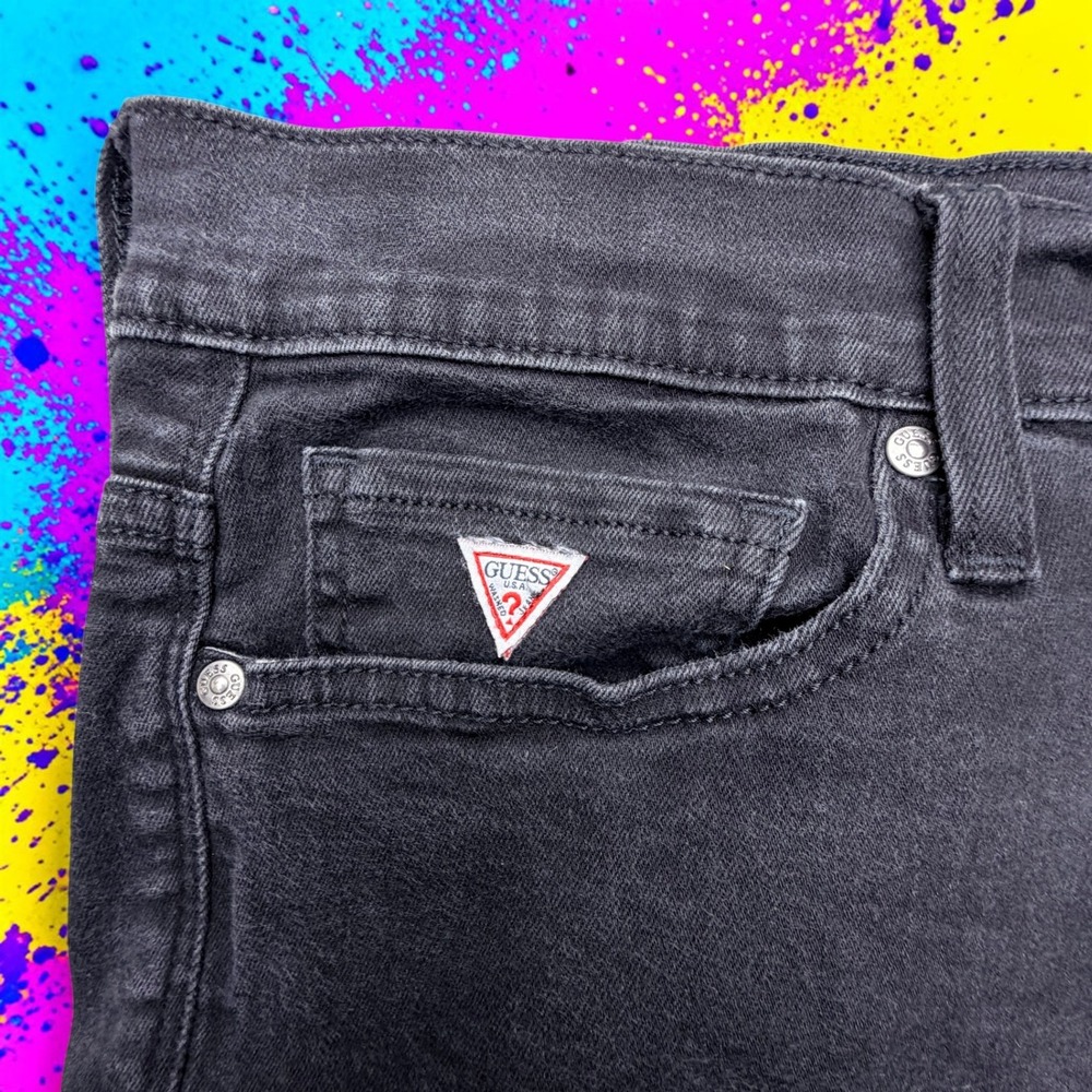 Guess Mens Skinny Jeans Black Denim Stretch 36x30 MRA0324AG0